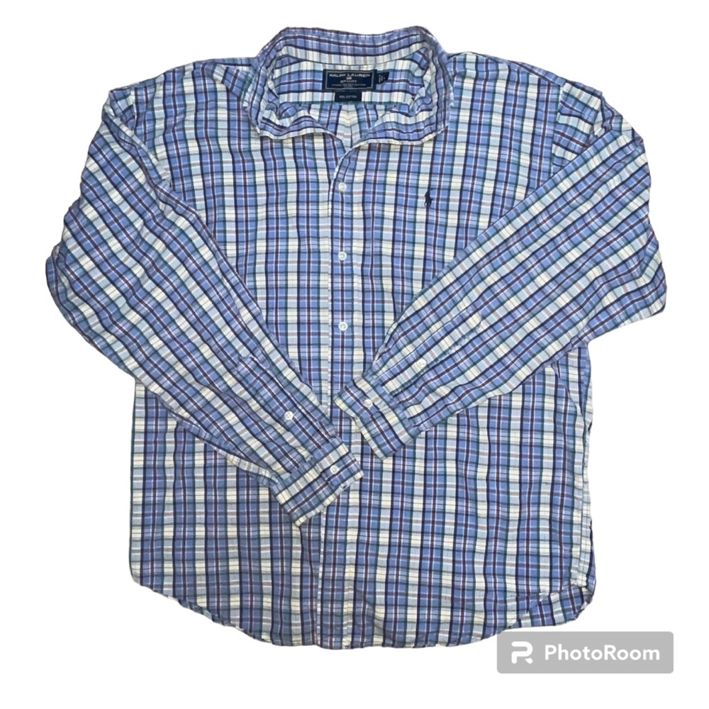Ralph Lauren Sport Plaid Multi Color Men's Button Down Dress Shirt Size L - Picture 5 of 9